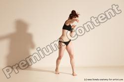 Underwear Martial art Woman White Moving poses Average long brown Dynamic poses Academic